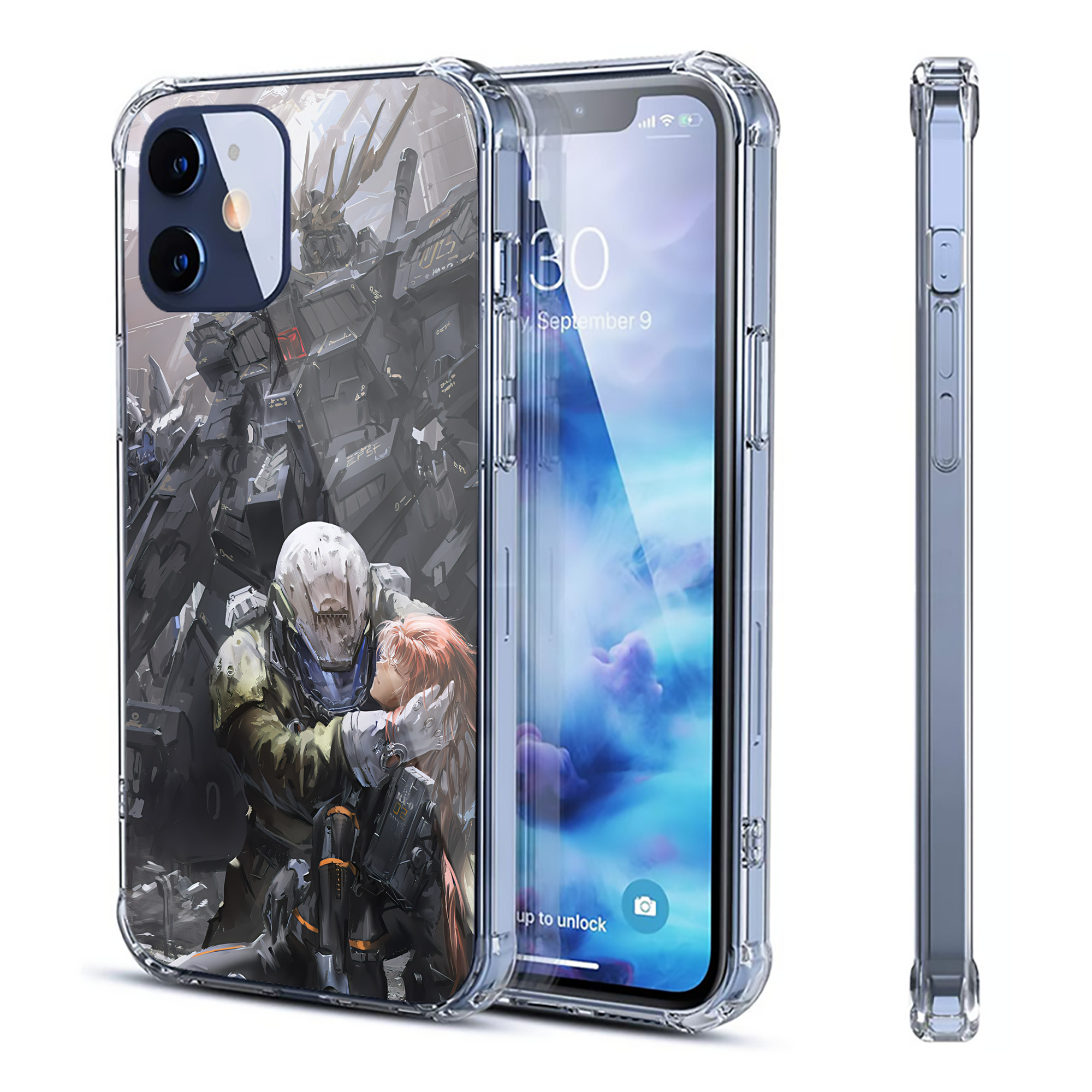 （画像用） 機動戦士ガンダム Mobile Suit Gundam 【iPhone 12シリーズ対応】透明スマホケース（クリアソフトケース）
